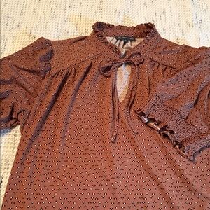 Adrianna Papell Brown Patterned Blouse